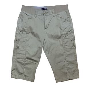 Lee Relaxed Fit Mid Rise Cropped Pants Women 16W Medium Khaki Cargo Pocket